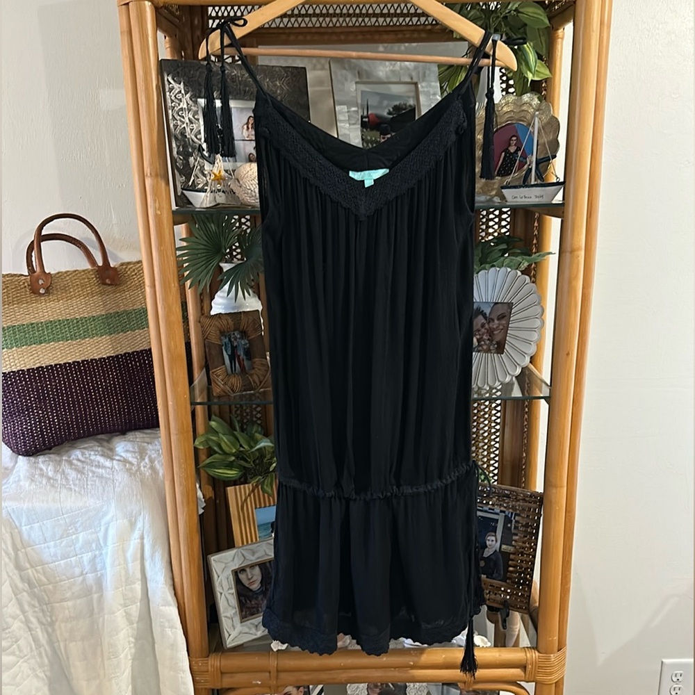 MELISSA ODABASH Black Sleeveless‎ TASSEL COVERUP